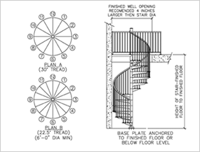spiral stair elevation drawing