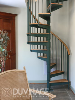Spiral Staircase Kit with Wood Tread Covers and Custom Wood Handrail